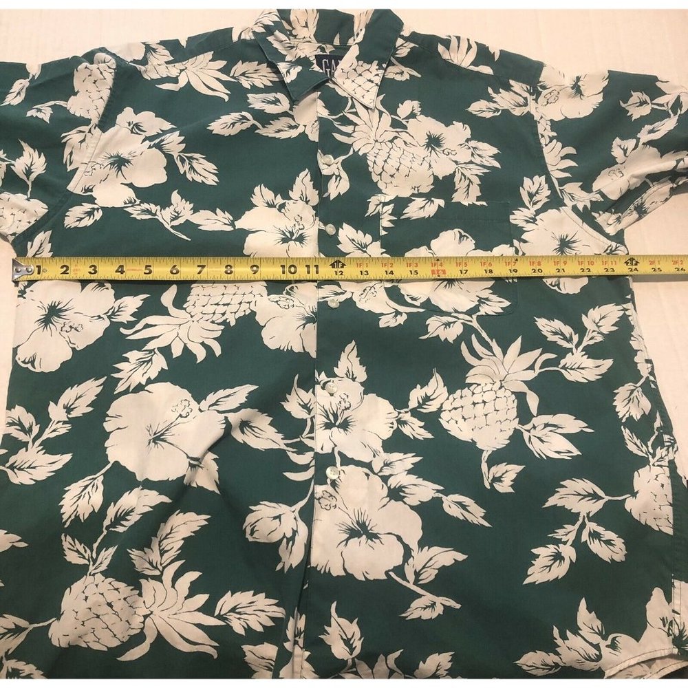 Vintage 90s GAP Made In Hong Kong Cotton Hawaiian Pineapple Floral Shirt Medium - Picture 12 of 12